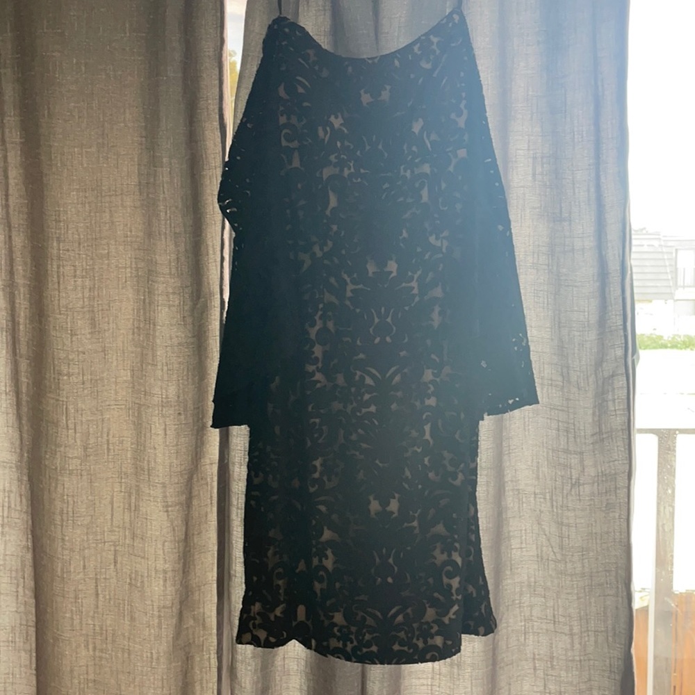 Off shoulder black cocktail dress